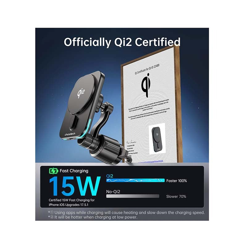 Choetech Magnetic Wireless Car Charger T231-F 15W - Black
