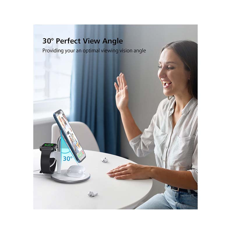Choetech Fast Wireless 3 In 1 Charger 15W - White