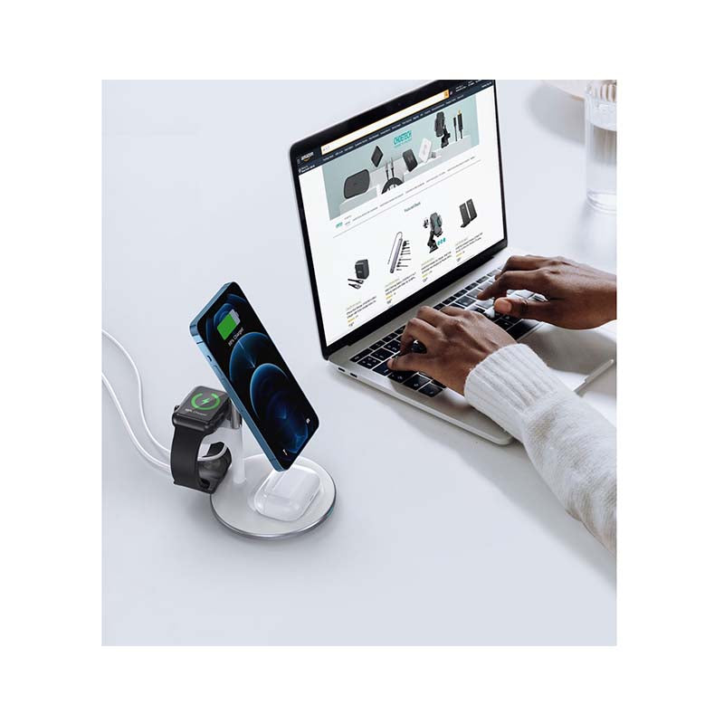 Choetech Fast Wireless 3 In 1 Charger 15W - White