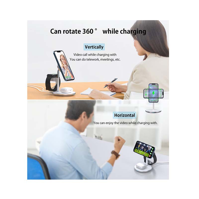 Choetech Fast Wireless 3 In 1 Charger 15W - White