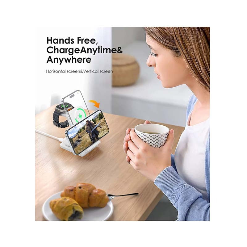 Choetech Fast Wireless 4 In 1 Magnetic Charging Stand T608-F 15W - White - White