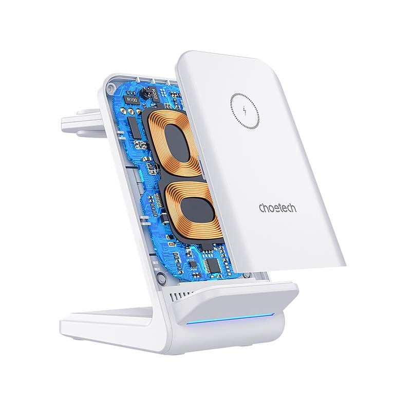 Choetech Fast Wireless 4 In 1 Magnetic Charging Stand T608-F 15W - White - White