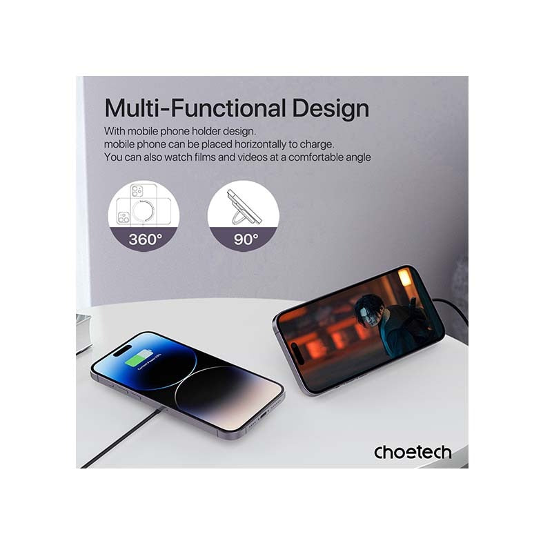 Choetech Fast Wireless Charger With Stand T697-F 15W - Black - Black