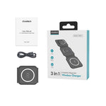 Choetech Foldable 3-in-1 Magnetic Wireless Travel Charger - Black - Black