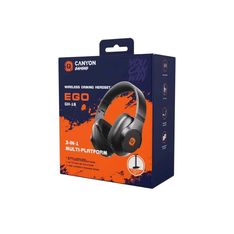 Canyon  Wireless Gaming Headset  3in1 Bluetooth Ego GH-16 - Black