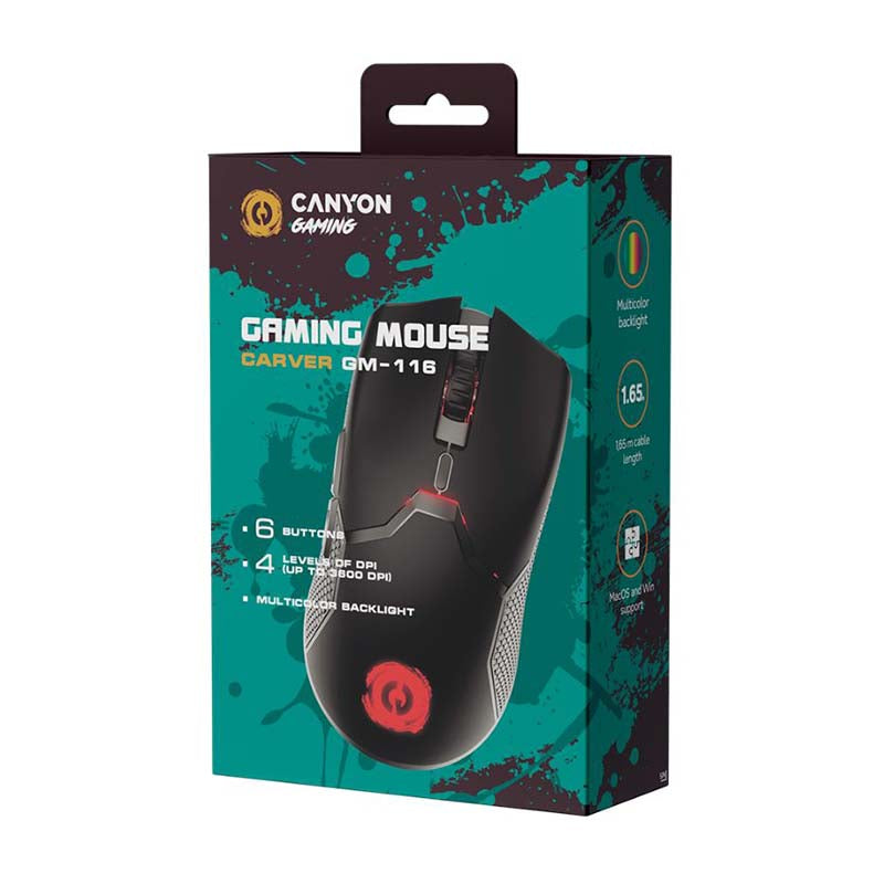 Canyon Carver GM-116 Wired Gaming Mouse - Black