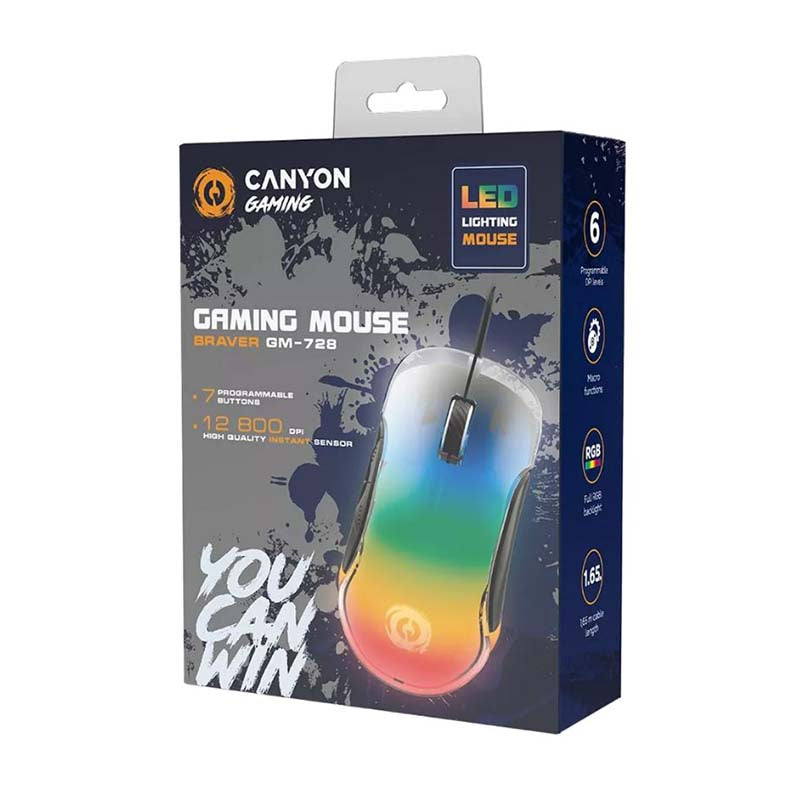 Canyon Braver GM-728 LED Crystal Wired Mouse - Black