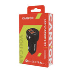Canyon C-04 2.4A/2USB-A Car Charger - Black