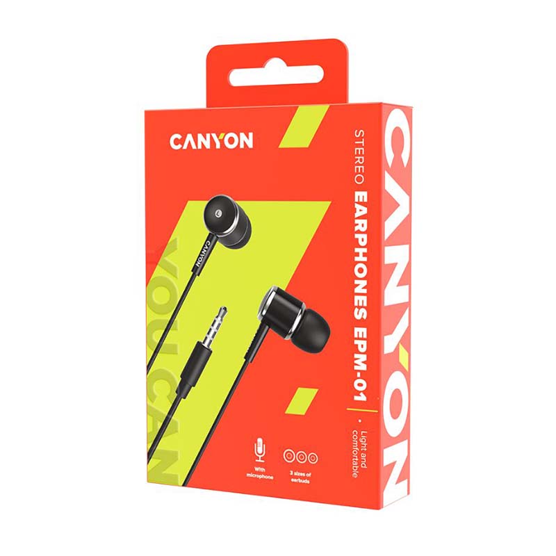 Canyon EPM-01 Wired Earbuds with Mic 1.2m - Black