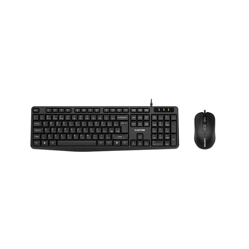 Canyon SET-1 UK/US Wired Keyboard & Mouse Combo - Black