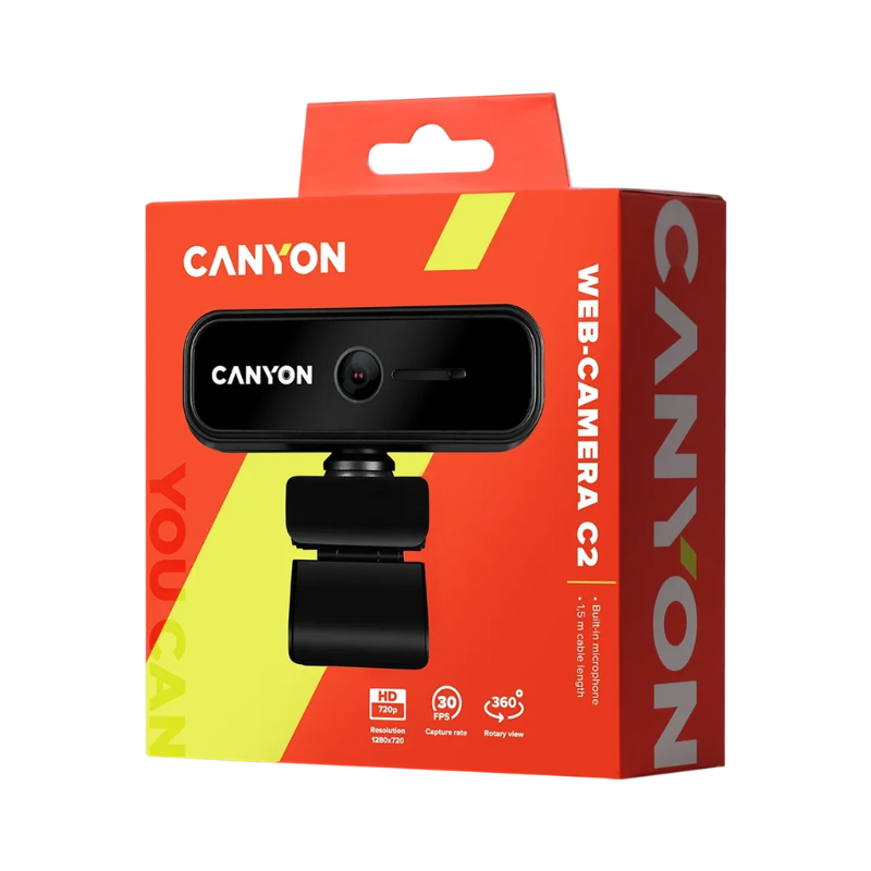 Canyon HD 720p Webcam OnStream 2P - Black