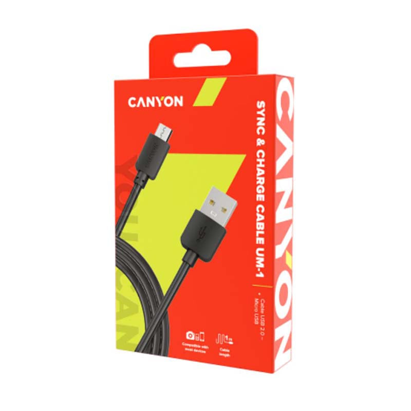 Canyon UM-1 Micro USB 5W 1m Cable - Black
