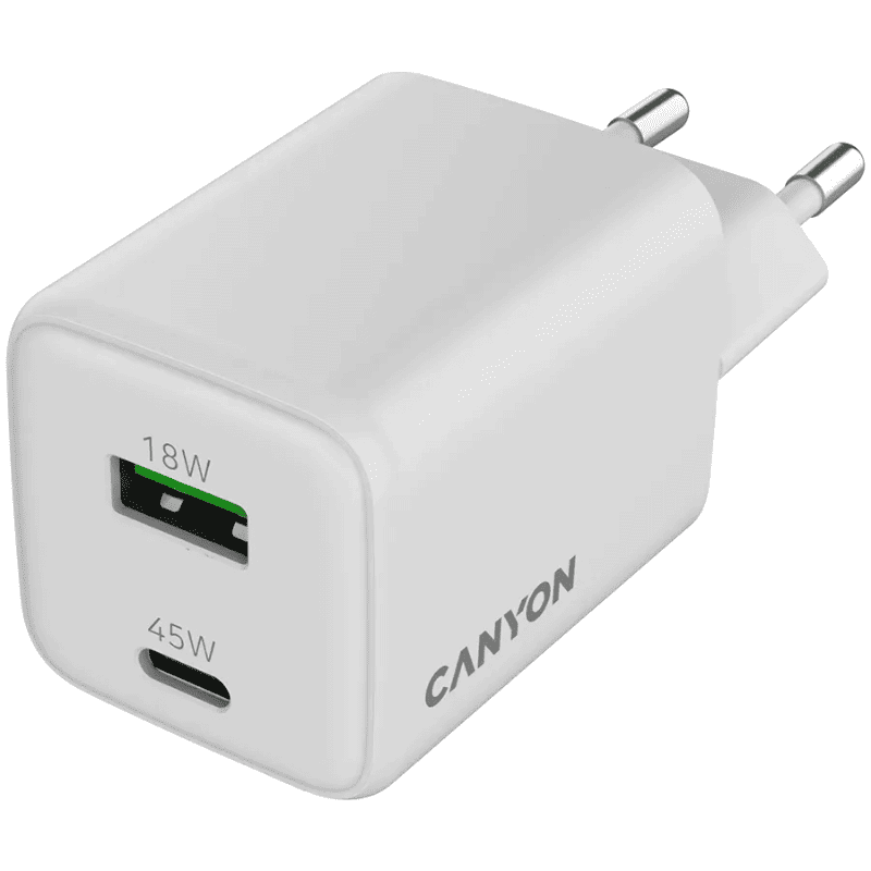Canyon Charger CU45AC GaN 45W 1xPD 1xQC EU - White
