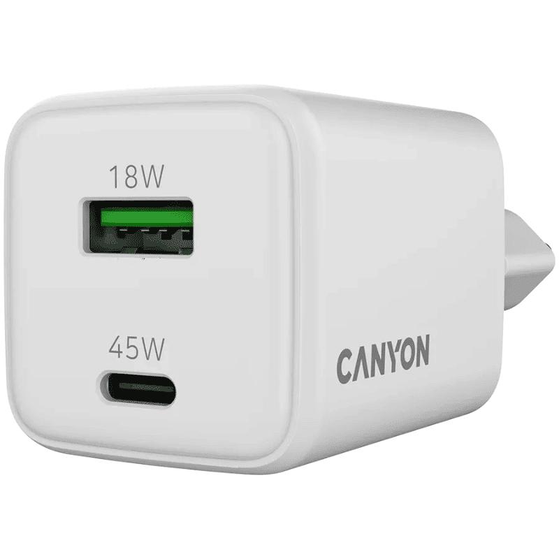 Canyon Charger CU45AC GaN 45W 1xPD 1xQC EU - White