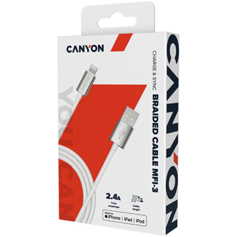 Canyon MFI-3 Lightning Cable 12W 1M - White