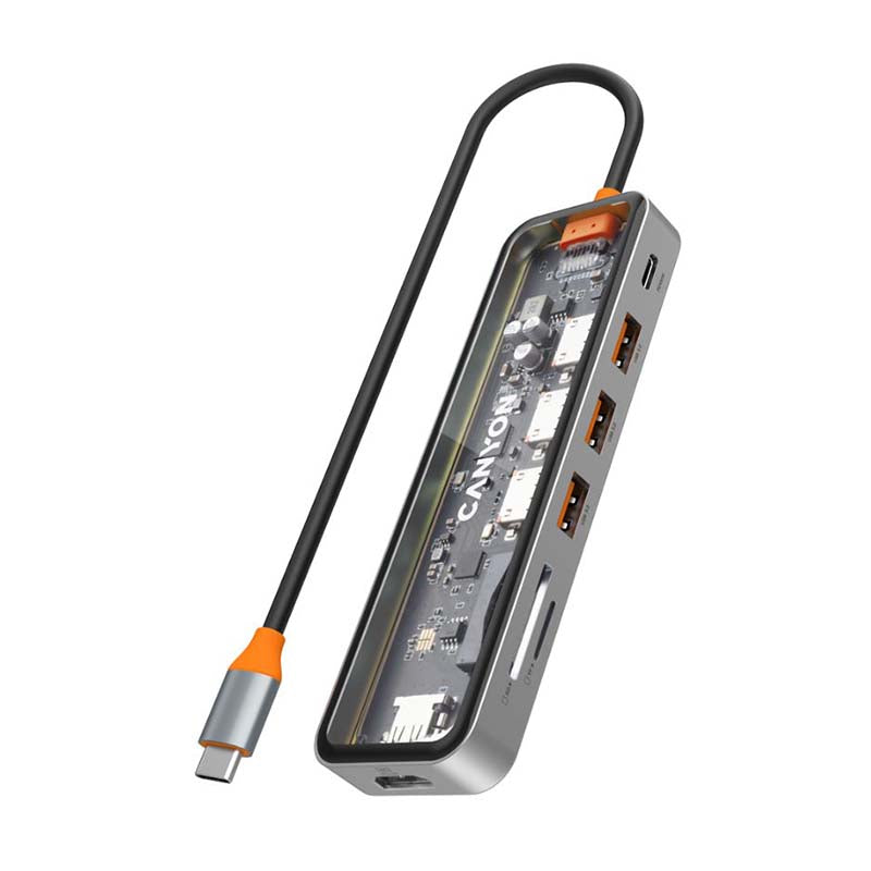 Canyon DS-13 Hub 7-in-1 4k USB C  - Transparent / Space Grey