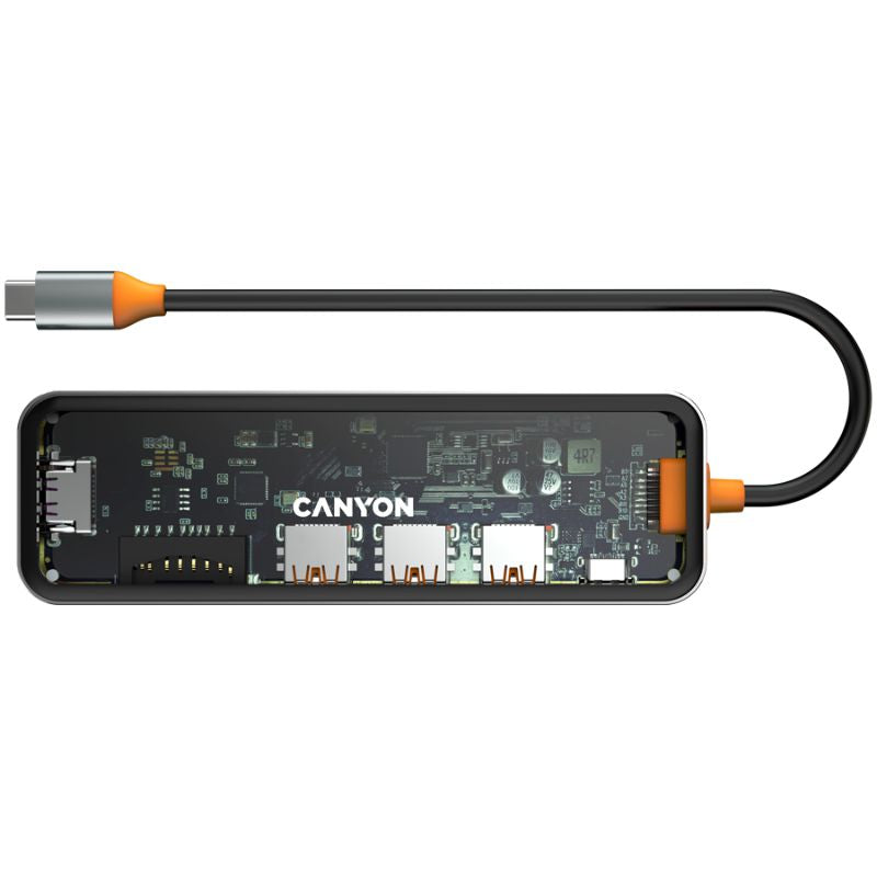 Canyon DS-13 Hub 7-in-1 4k USB C  - Transparent / Space Grey