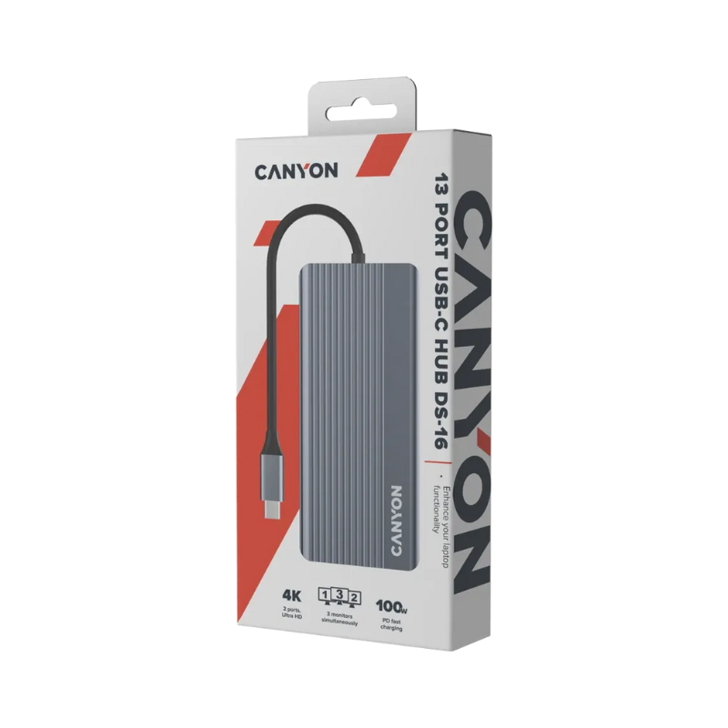 Canyon Hub DS-16 13in1 4k USB-C - Grey