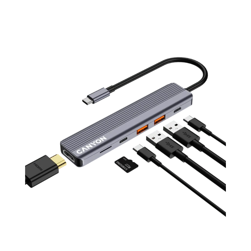 Canyon Hub DS-17 6in1 4k USB-C - Grey