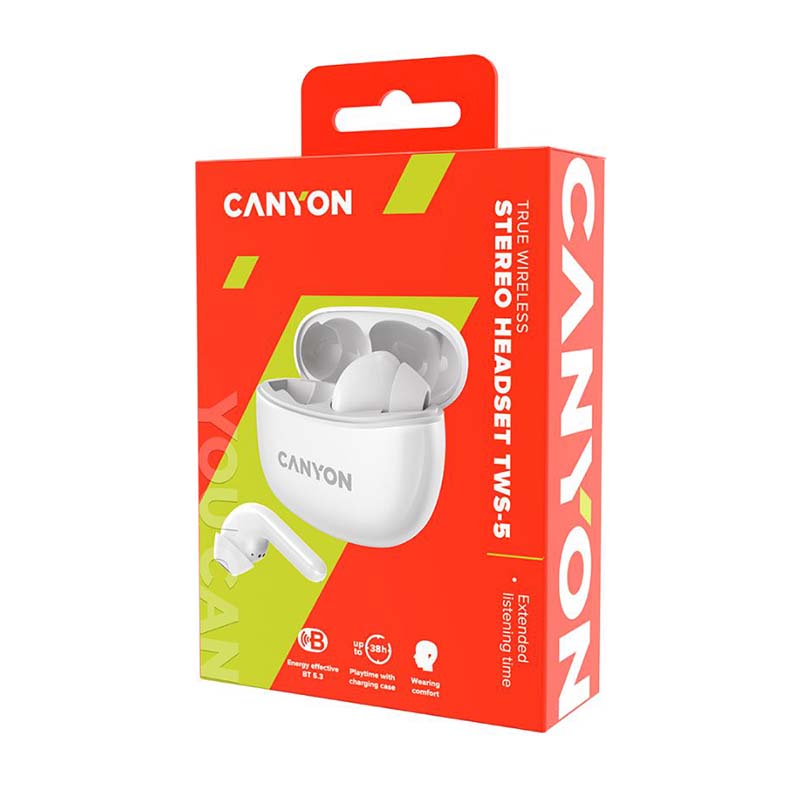 Canyon TWS-5 True Wireless Stereo Earbuds - White