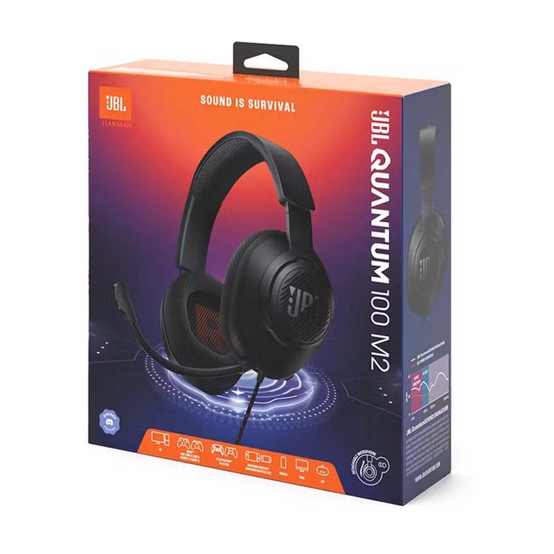 JBL Quantum 100M2 Wired Over-Ear Gaming Headset with Detachable Mic - Black