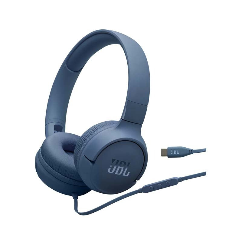 JBL Tune 520C Hi-Res Wired On Ear Headphones - Blue