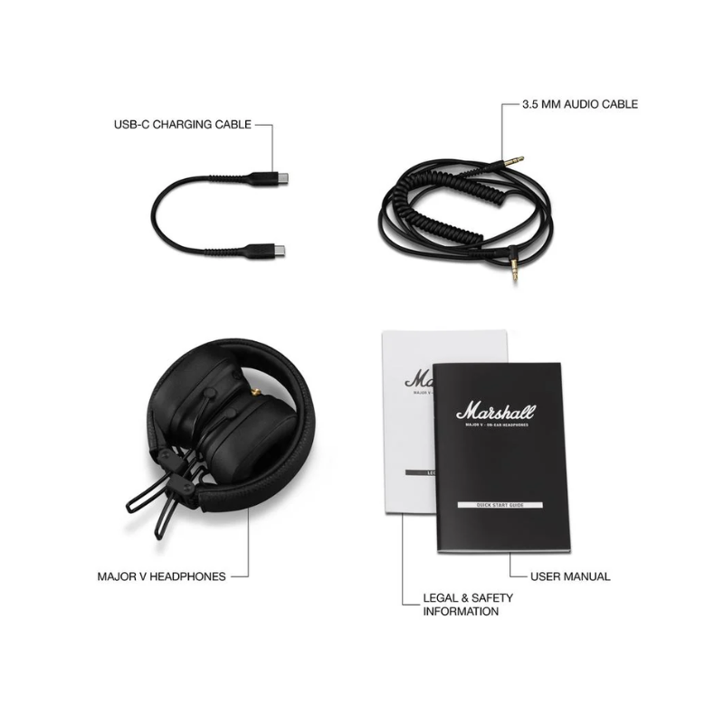 Marshall Major V Bluetooth On Ear Headphone - Black