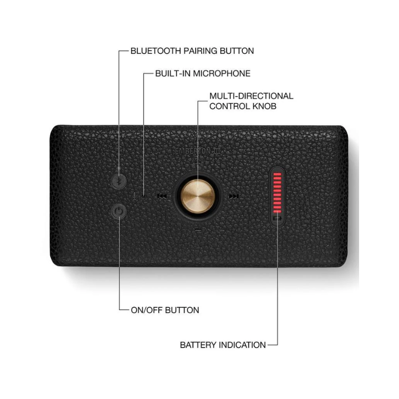Marshall Emberton III Portable Bluetooth Speaker - Black/Brass
