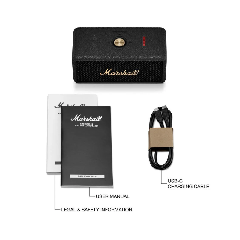 Marshall Emberton III Portable Bluetooth Speaker - Black/Brass