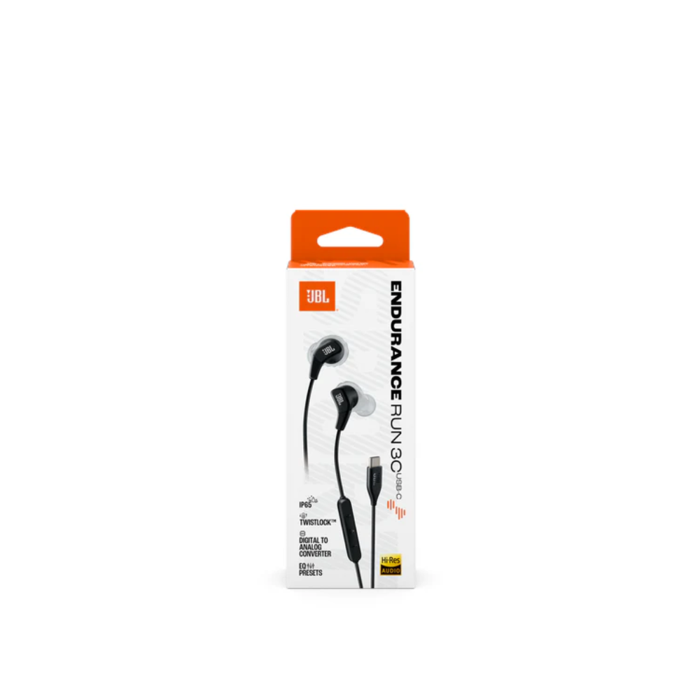 JBL Endurance Run 3 Wired Type-C In Ear Headphone - Black
