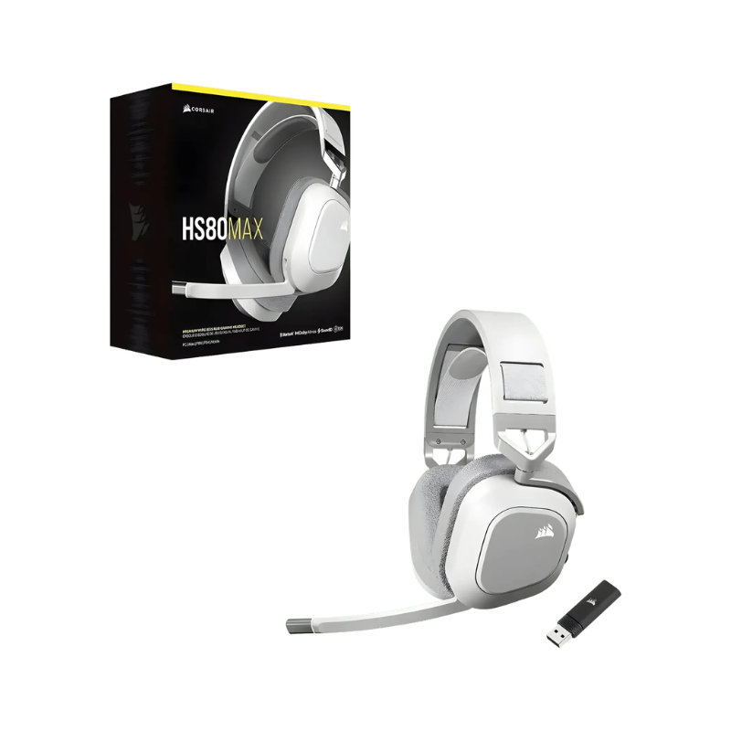 Corsair HS80 Max Wireless Gaming Headset - White - White
