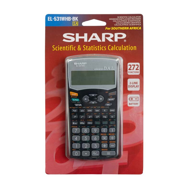 Sharp EL531 WH-BBK 12 Digit Scientific Calculator - Black / Silver