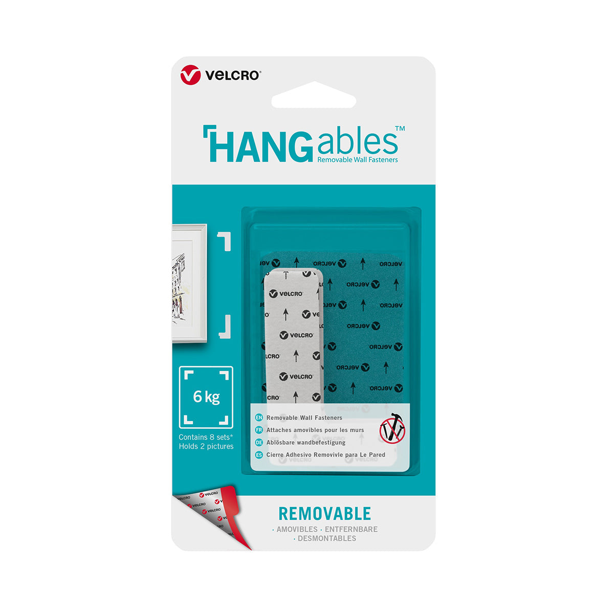 Velcro  Brand Hangablesâ„¢ 44Mm X 76Mm Corners 8Pcs