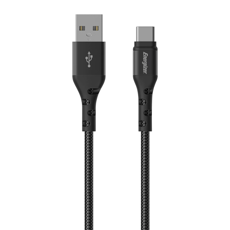 Energizer 2m USB A to Type C Cable - Black - Black