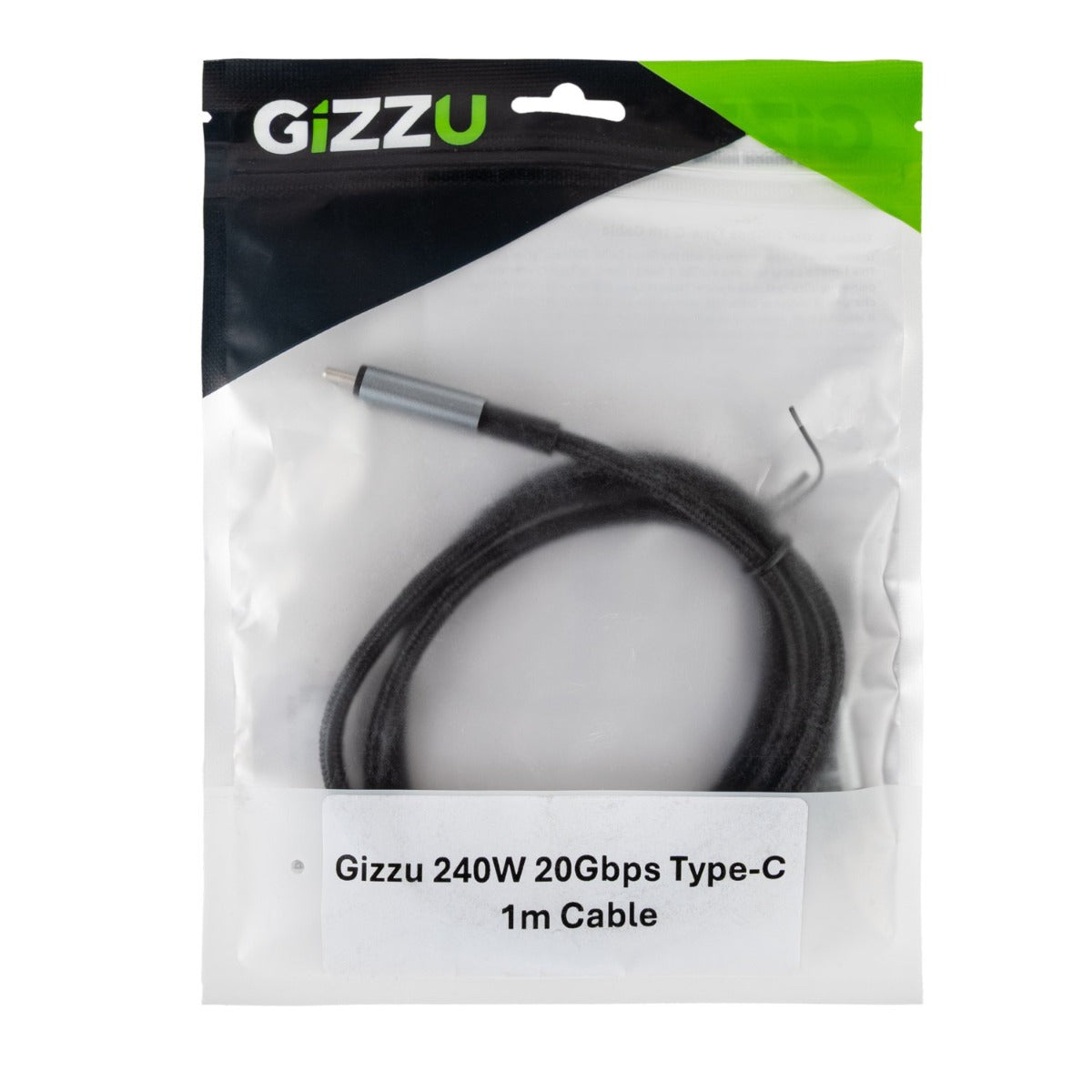 Gizzu 240W 20Gbps Type C 1m Cable - Black