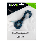 Gizzu 3.5mm AUX Cable 1.5m - Black/Blue - Blue