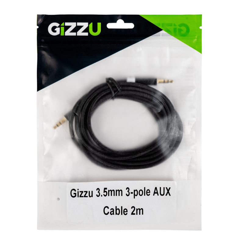 Gizzu 3.5mm AUX Cable 2m - Black - Black