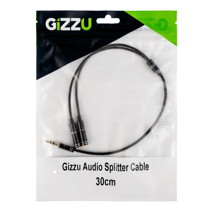 Gizzu 3-Pole Audio Splitter Cable - Black - Black
