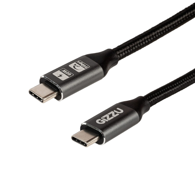 Gizzu 60W 5Gbps Type C 2m Cable - Black