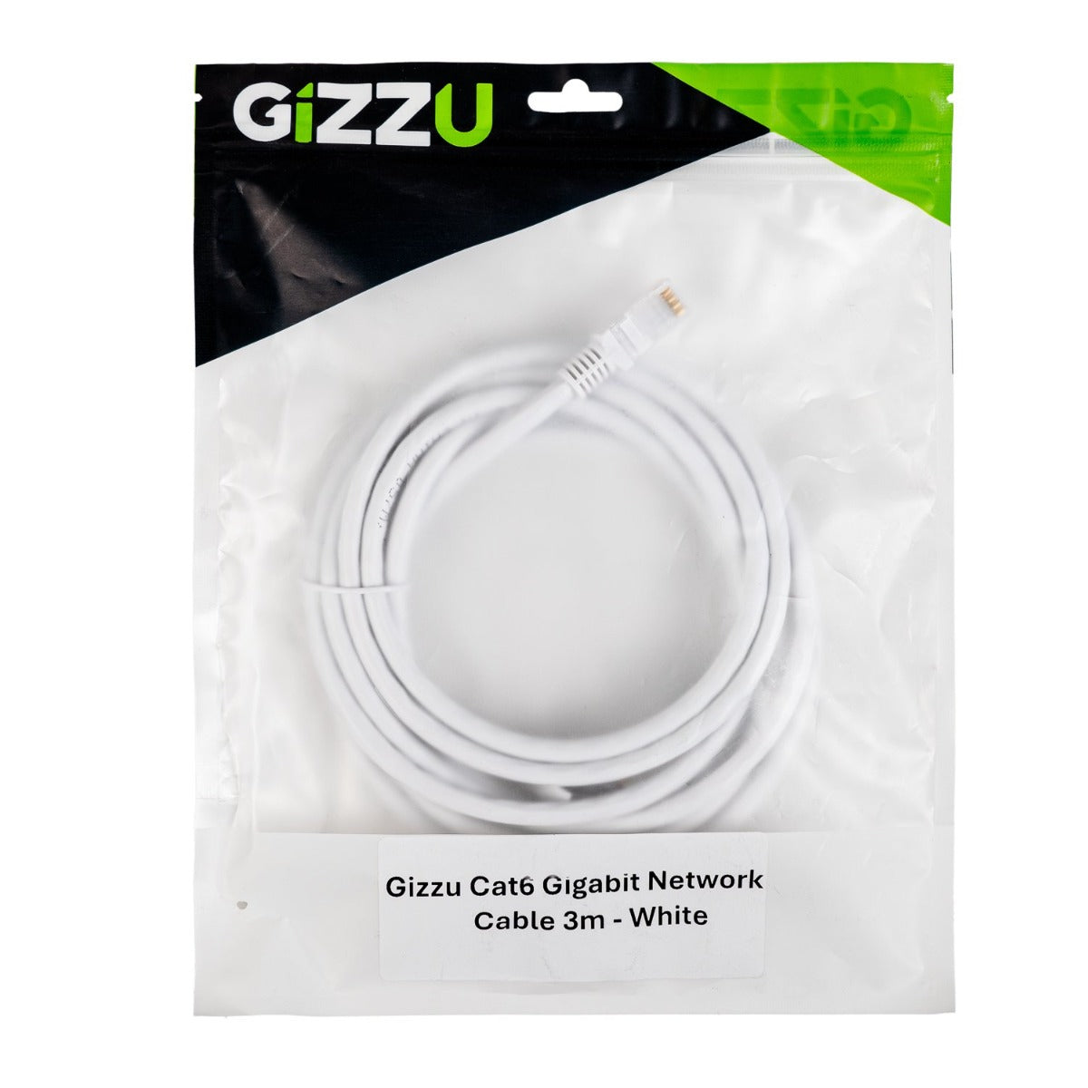 Gizzu Cat6 UTP Fly Lead Ethernet Network Cable 3m White - White