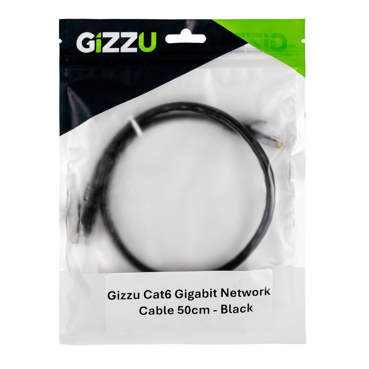 Gizzu Cat6 UTP Fly Lead Ethernet Network Cable 50cm - Black - Black