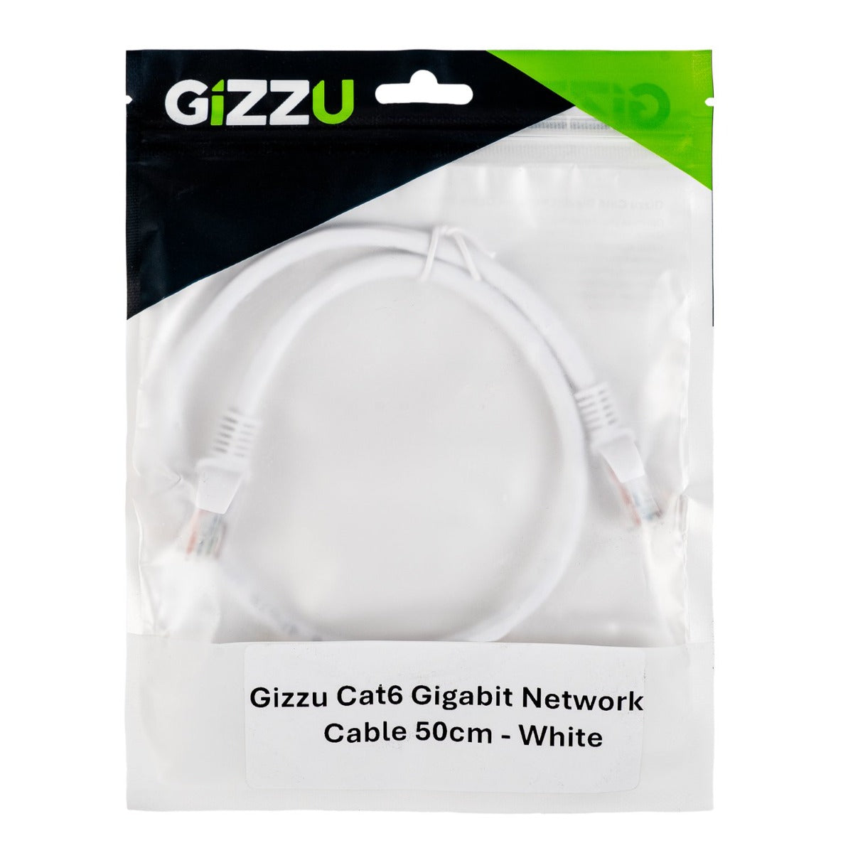 Gizzu Cat6 UTP Fly Lead Ethernet Network Cable 50cm - White - White