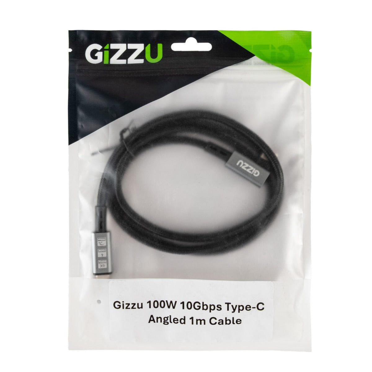 Gizzu 100W 10Gbps Type C Angled 1m Cable