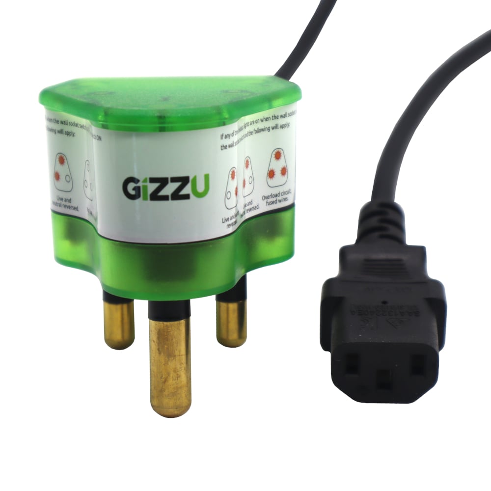Gizzu Surge Protector 10A Kettle Plug Cable 1.5M - Black