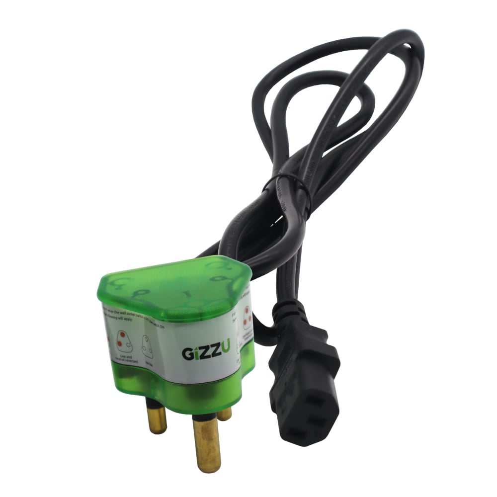 Gizzu Surge Protector 10A Kettle Plug Cable 1.5M - Black