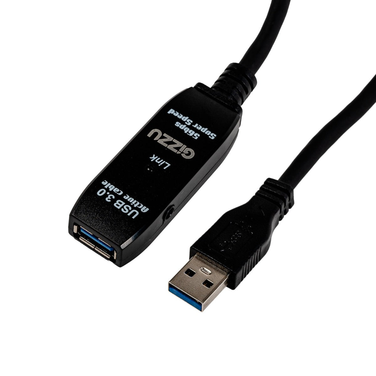 Gizzu USB 3.0 Active Extension Cable 5m - Black - Black