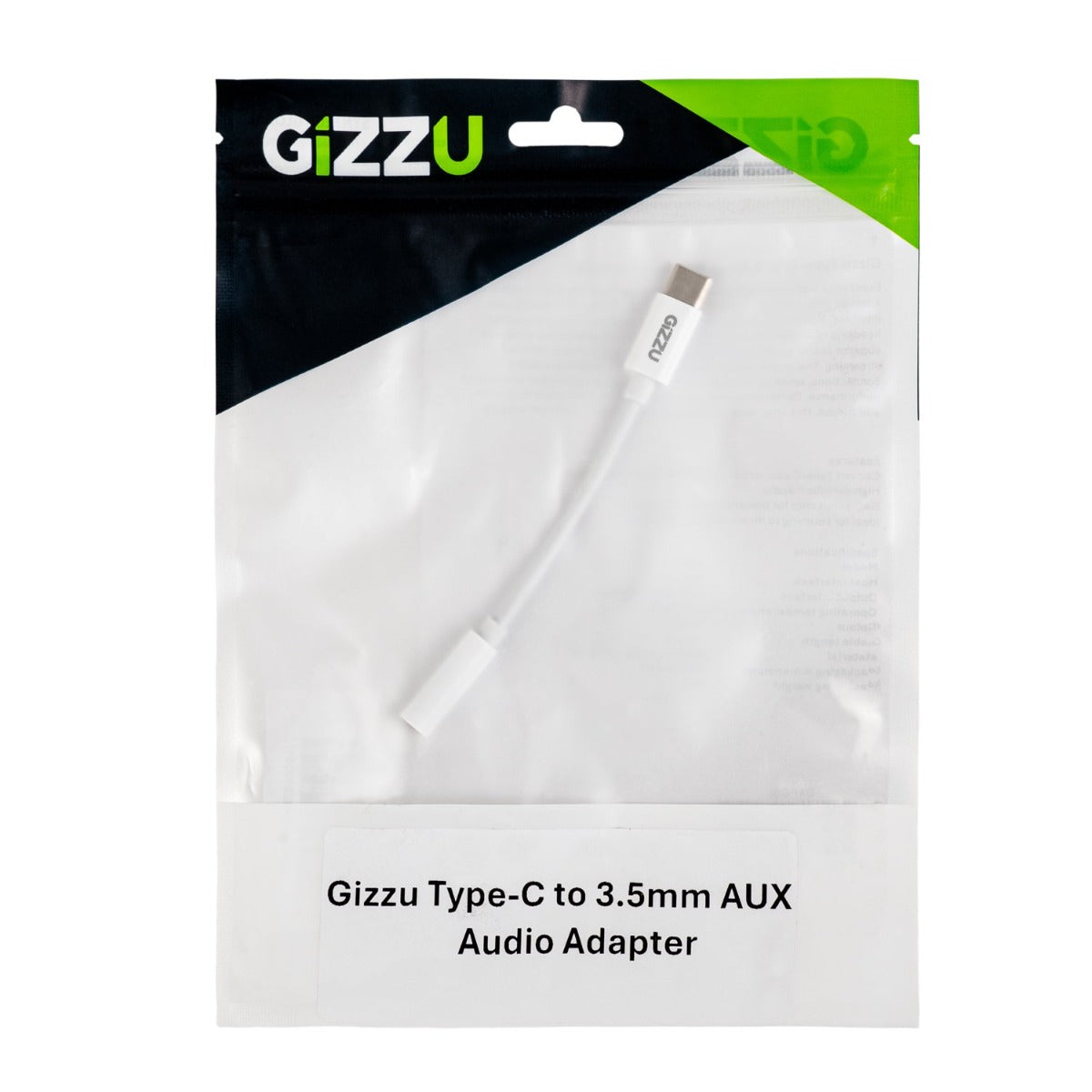 Gizzu USB Type C to 3.5mm AUX Audio Adapter - White - White