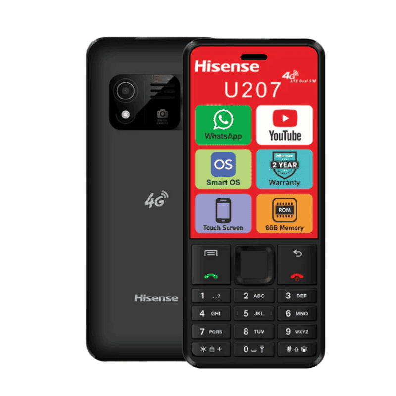 Hisense U207 4G 8GB Dual Sim With WhatsApp Vodacom Network Locked - Black - Black