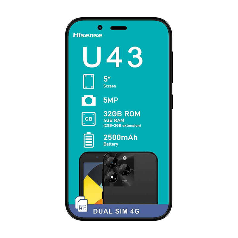 Hisense U43 4G Dual Sim 32GB Vodacom Network Locked - Black - Black