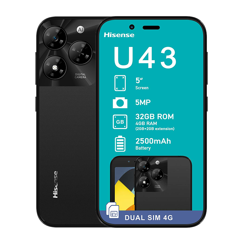 Hisense U43 4G Dual Sim 32GB Vodacom Network Locked - Black - Black